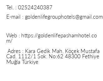 Golden Life Pasham Beach Hotel iletiim bilgileri